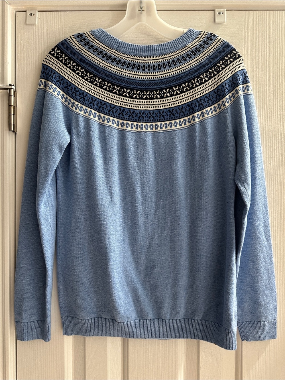 Talbots FAIR ISLE YOKE SWEATER NWT Blue Women’s Small Cabincore Autumn - Picture 6 of 9